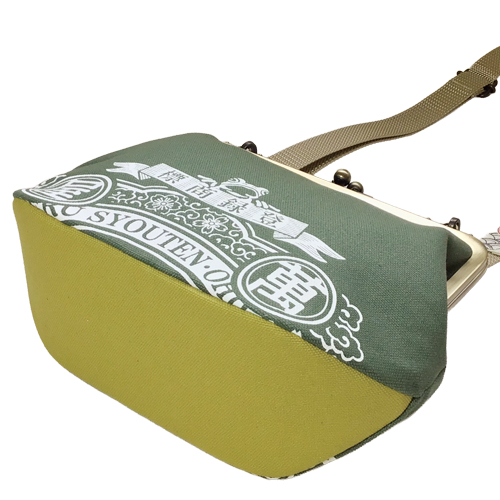 がま口バッグ ラベル柄 緑 マチヒワ - 画像 (4)