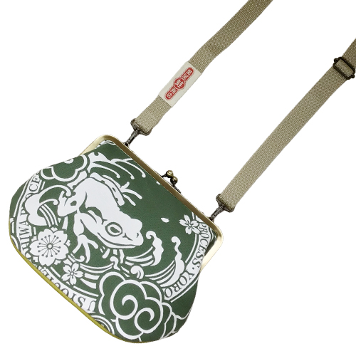 がま口バッグ ラベル柄 緑 マチヒワ - 画像 (5)